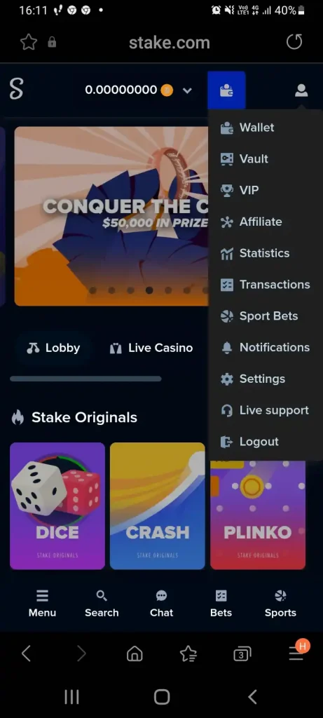 Aplicación de casino Stake